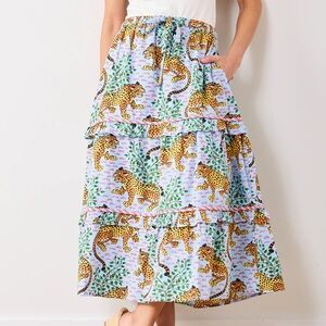 Printfresh cheetah cotton midi skirt size Large